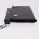CELINE Chain Wallet Leather Black Silver Auth 186133M-4