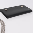 CELINE Chain Wallet Leather Black Silver Auth 186133M-5