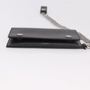 CELINE Chain Wallet Leather Black Silver Auth 186133M-7