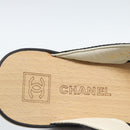 CHANEL COCO Mark Beach Sandals Wood Beige CC Auth 186134M-10