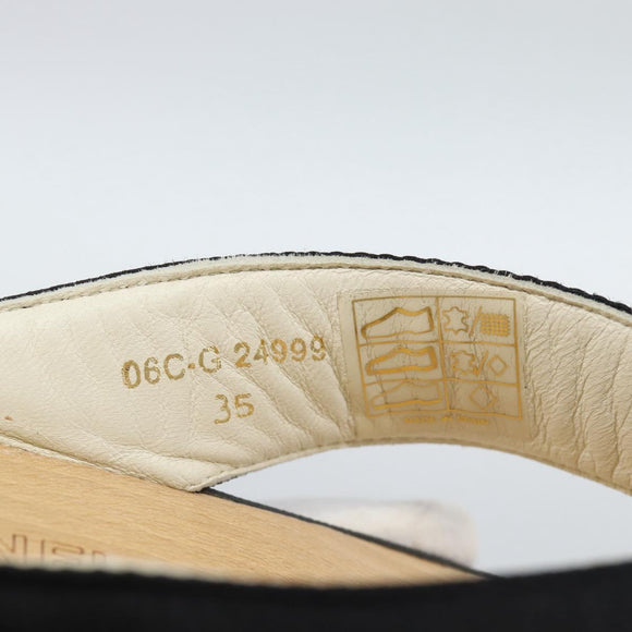 CHANEL COCO Mark Beach Sandals Wood Beige CC Auth 186134M