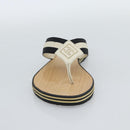 CHANEL COCO Mark Beach Sandals Wood Beige CC Auth 186134M-14