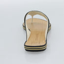 CHANEL COCO Mark Beach Sandals Wood Beige CC Auth 186134M-15