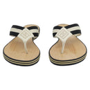 CHANEL COCO Mark Beach Sandals Wood Beige CC Auth 186134M-2
