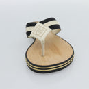 CHANEL COCO Mark Beach Sandals Wood Beige CC Auth 186134M-6