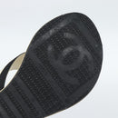 CHANEL COCO Mark Beach Sandals Wood Beige CC Auth 186134M-8