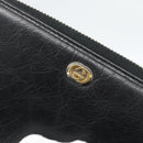 GUCCI Long Wallet Leather Black Silver 575988 Auth 186135M-13