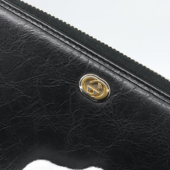 GUCCI Long Wallet Leather Black Silver 575988 Auth 186135M