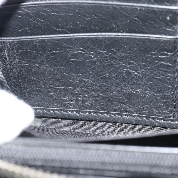 GUCCI Long Wallet Leather Black Silver 575988 Auth 186135M