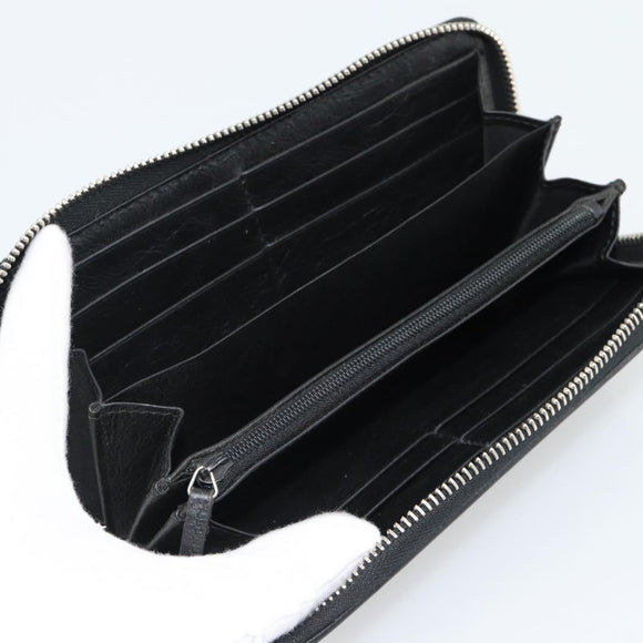 GUCCI Long Wallet Leather Black Silver 575988 Auth 186135M