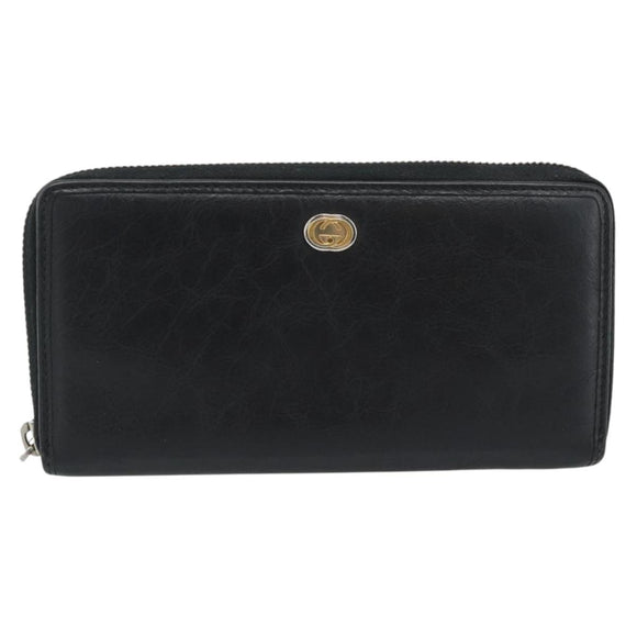 GUCCI Long Wallet Leather Black Silver 575988 Auth 186135M