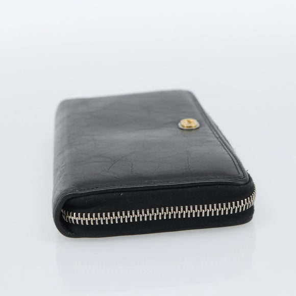 GUCCI Long Wallet Leather Black Silver 575988 Auth 186135M
