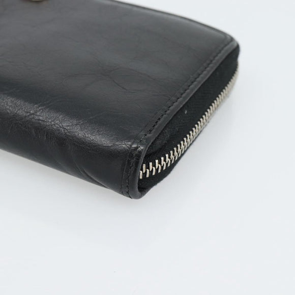 GUCCI Long Wallet Leather Black Silver 575988 Auth 186135M