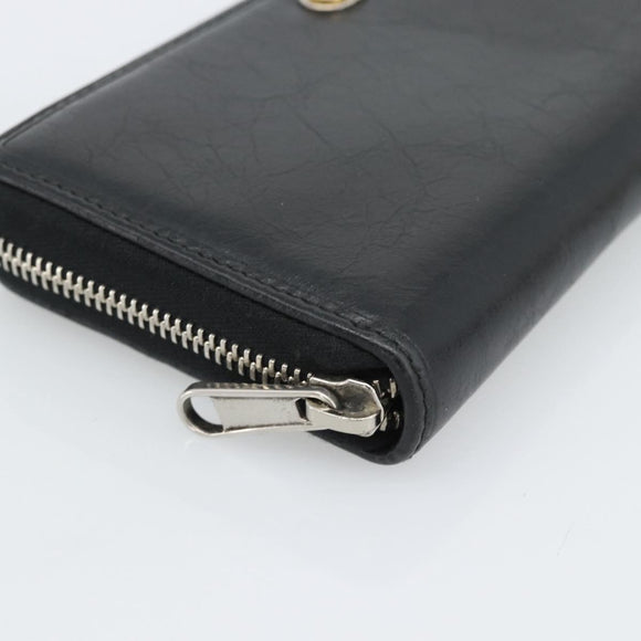 GUCCI Long Wallet Leather Black Silver 575988 Auth 186135M