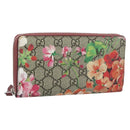 GUCCI GG Supreme Long Wallet PVC Beige Silver 404071 Auth 186136M-1