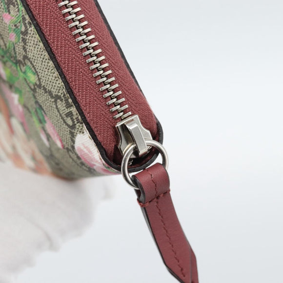 GUCCI GG Supreme Long Wallet PVC Beige Silver 404071 Auth 186136M