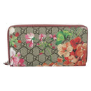 GUCCI GG Supreme Long Wallet PVC Beige Silver 404071 Auth 186136M-2