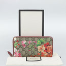 GUCCI GG Supreme Long Wallet PVC Beige Silver 404071 Auth 186136M-21