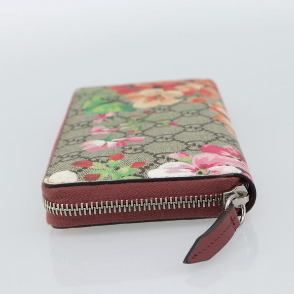 GUCCI GG Supreme Long Wallet PVC Beige Silver 404071 Auth 186136M