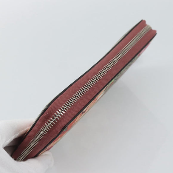 GUCCI GG Supreme Long Wallet PVC Beige Silver 404071 Auth 186136M