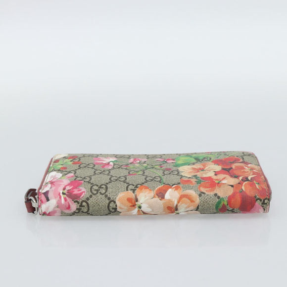 GUCCI GG Supreme Long Wallet PVC Beige Silver 404071 Auth 186136M