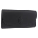CARTIER Long Wallet Leather Black Gold Auth 186137V-1