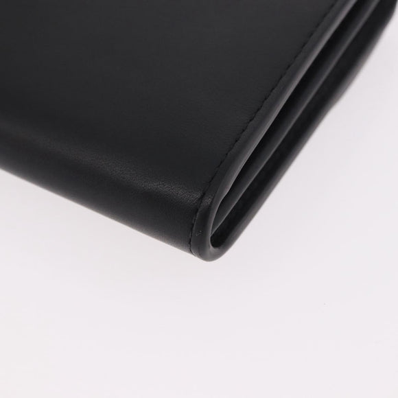CARTIER Long Wallet Leather Black Gold Auth 186137V