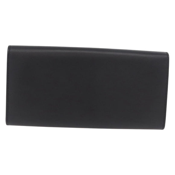 CARTIER Long Wallet Leather Black Gold Auth 186137V