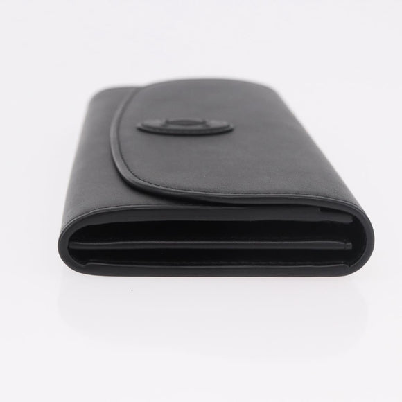 CARTIER Long Wallet Leather Black Gold Auth 186137V