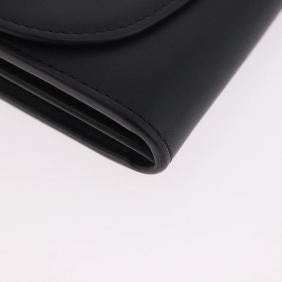 CARTIER Long Wallet Leather Black Gold Auth 186137V