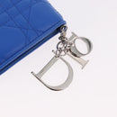 Christian Dior Canage Long Wallet Lamb Skin Blue Silver Auth 186139M-8