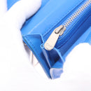 Christian Dior Canage Long Wallet Lamb Skin Blue Silver Auth 186139M-22