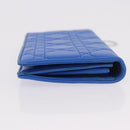 Christian Dior Canage Long Wallet Lamb Skin Blue Silver Auth 186139M-3
