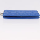 Christian Dior Canage Long Wallet Lamb Skin Blue Silver Auth 186139M-6
