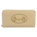 GUCCI Horsebit Long Wallet Leather Beige Gold 621889 Auth 186140M-2