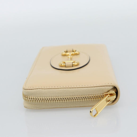 GUCCI Horsebit Long Wallet Leather Beige Gold 621889 Auth 186140M