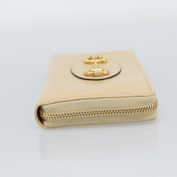 GUCCI Horsebit Long Wallet Leather Beige Gold 621889 Auth 186140M