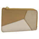 LOEWE Puzzle Anagram Coin Purse Leather Beige Auth 186146M-1