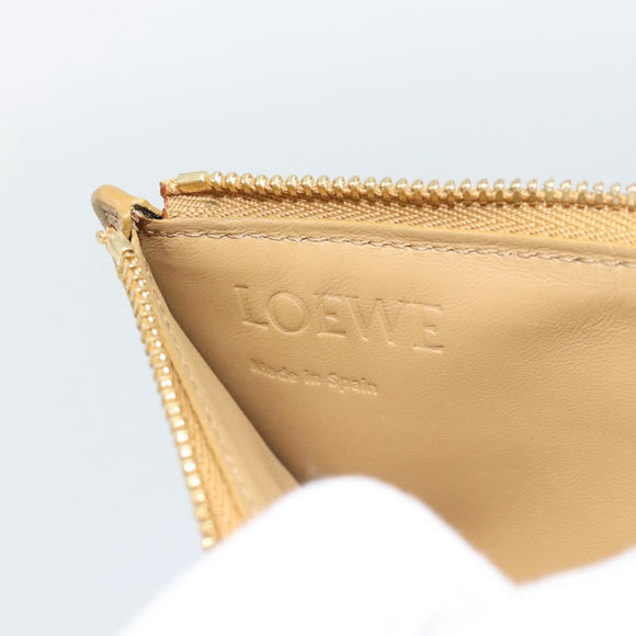 LOEWE Puzzle Anagram Coin Purse Leather Beige Auth 186146M