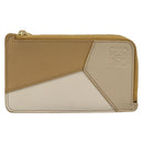 LOEWE Puzzle Anagram Coin Purse Leather Beige Auth 186146M-13