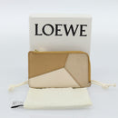 LOEWE Puzzle Anagram Coin Purse Leather Beige Auth 186146M-12