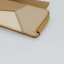 LOEWE Puzzle Anagram Coin Purse Leather Beige Auth 186146M-7