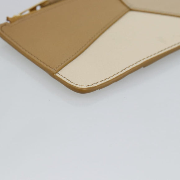 LOEWE Puzzle Anagram Coin Purse Leather Beige Auth 186146M