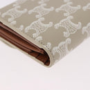CELINE Triomphe 3 Fold Wallet PVC Beige Gold Auth 186147M-15