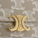 CELINE Triomphe 3 Fold Wallet PVC Beige Gold Auth 186147M-17