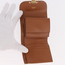 CELINE Triomphe 3 Fold Wallet PVC Beige Gold Auth 186147M-8