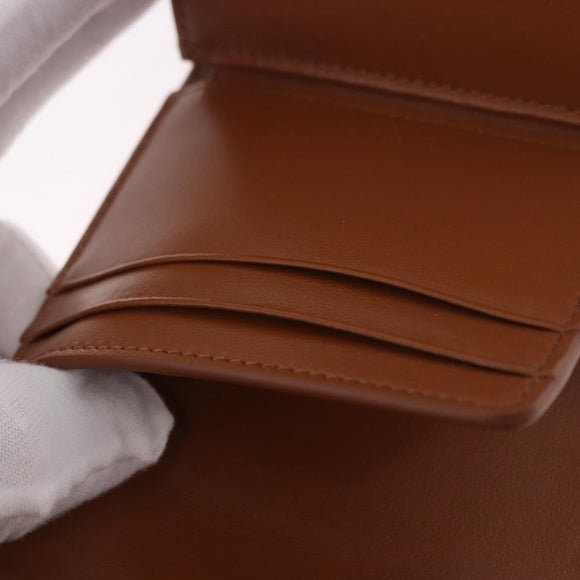 CELINE Triomphe 3 Fold Wallet PVC Beige Gold Auth 186147M