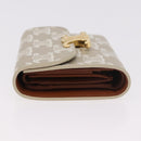 CELINE Triomphe 3 Fold Wallet PVC Beige Gold Auth 186147M-4
