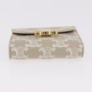 CELINE Triomphe 3 Fold Wallet PVC Beige Gold Auth 186147M-6