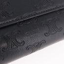 CELINE Triomphe 3-vouwportemonnee Leer Zwart Goud Auth 186148M-17